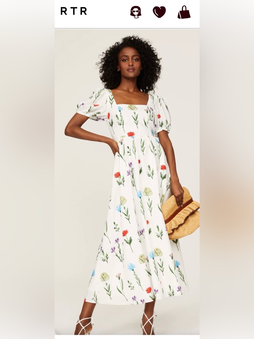 Slate & Willow Cream Maxi Dress with Red, Blue & Purple Floral Print - Picture 3 of 6